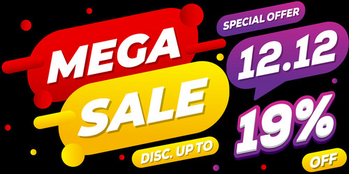 19 mega sale 1212 celebration discount 3d vector