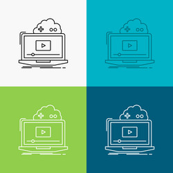 Cloud game online streaming video icon over vector