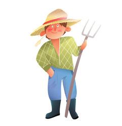 farm village worker happy farmer character cartoon Vector Image
