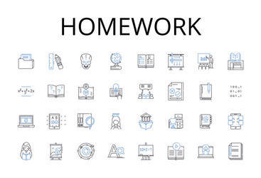 homework line icons collection assignment-task vector