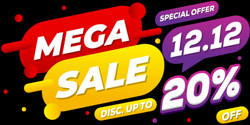 20 mega sale 1212 celebration discount 3d vector