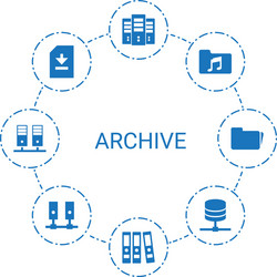 8 archive icons vector