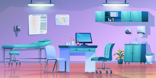 panorama doctors office interior clinic room vector