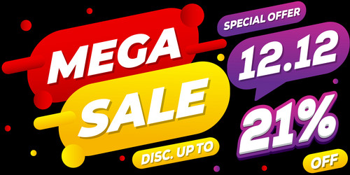 21 mega sale 1212 celebration discount 3d vector