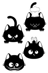 black cat face expressions vector