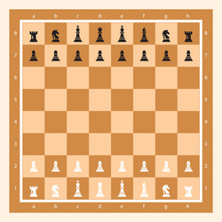 Brown chess board with figurine algebraic vector