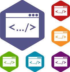 Code window icons set vector