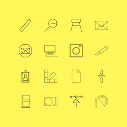 design elements linear icon set simple outline vector image