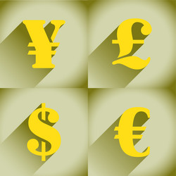 euro dollar pound and yen vector