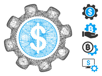 Hatched payment options gear mesh vector