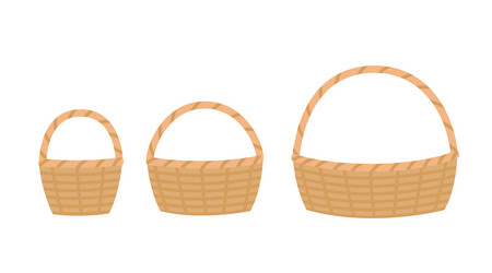 wicker basket with handle different size set vector image