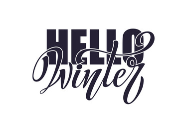 Hello winter hand lettering calligraphy Royalty Free Vector