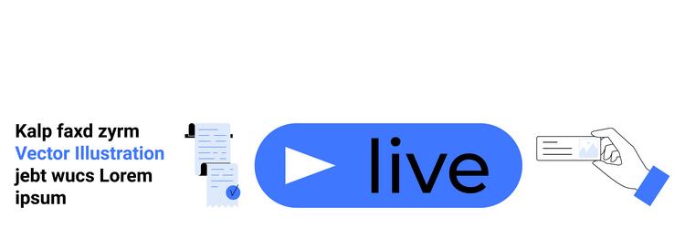 live broadcast play button text elements hand vector image