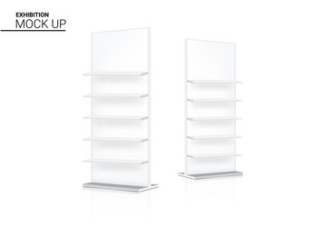 mock up realistic banner shelf kiosk display 3d vector image