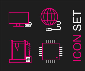 set line processor with microcircuits cpu 3d vector image
