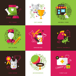 Veterinary icons compositions vector