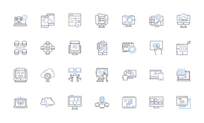 computer science line icons collection algorithm vector image