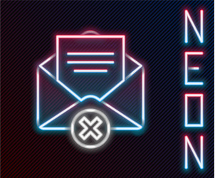 glowing neon line delete envelope icon isolated vector image