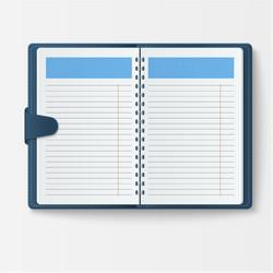 Open realistic notebook with pages diary office vector