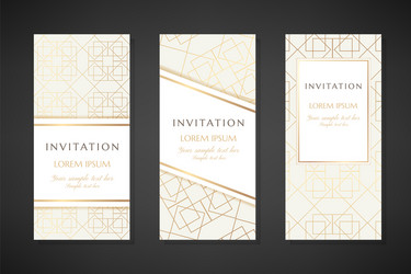 with gold lin art texture invitation templates vector