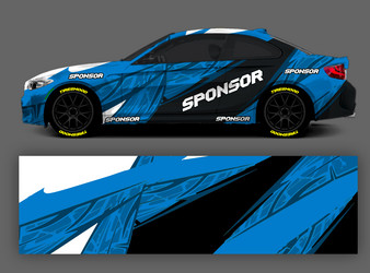 BMW Racing Car Wrap - Blue Drift Graphic Vector Image