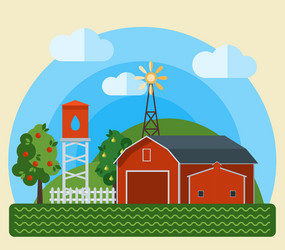 A farm landscape scene Royalty Free Vector Image