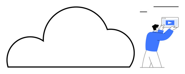 person uploading video to cloud storage platform vector image
