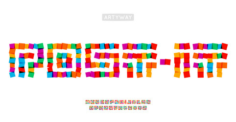 post-it font colorful sticky note forming each vector image