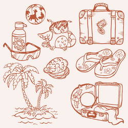 seaside doodles vector