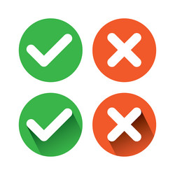 Set of color round check mark and cross vector