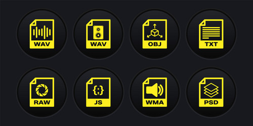 Set raw file document txt js wma obj and wav vector