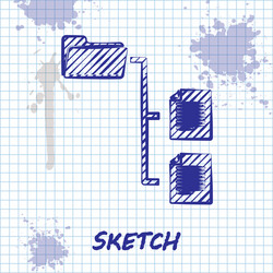 Sketch line folder tree icon isolated on white vector