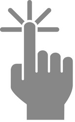 click with one finger grey icon cursor pointer vector