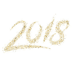 golden particle wave in form of 2018 digits vector image