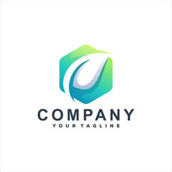 Green leaf gradient logo design Royalty Free Vector Image