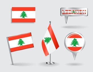 Lebanese Map Pointer Flags Set vector image