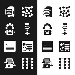 set algorithm robot setting cloud technology vector image