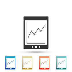tablet with statistic graph chart icon isolated vector image