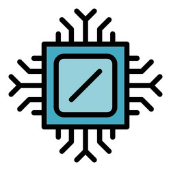 computer processor icon color outline vector image