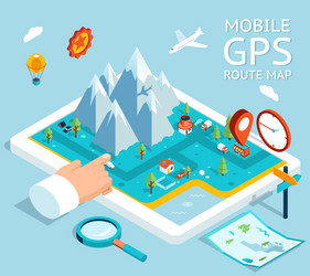 Isometric gps navigation concept tourist Vector Image