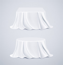 Realistic white tablecloth on tables Royalty Free Vector