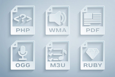 set m3u file document pdf ogg ruby wma and php vector image
