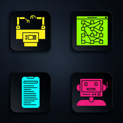 set robot assembly line computer api interface vector image