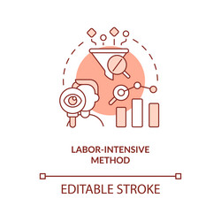 Labor intensive method orange concept icon vector