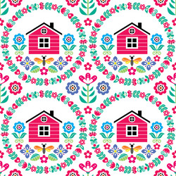 Scandinavian folk art seamless pattern vector