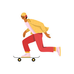 young man riding skateboard stylish male skater vector