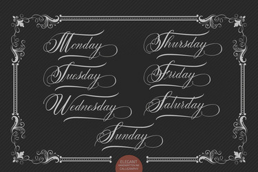 Hand drawn lettering monday tuesday vector