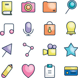 microphone and user interface icon set line color vector image