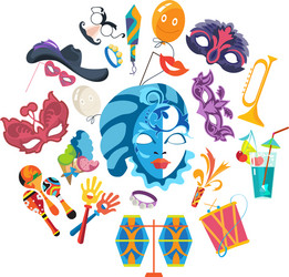 set carnival masquerade party and festive vector