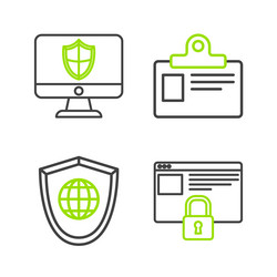 Set line secure your site with https ssl shield vector